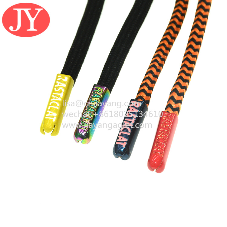 Cheap customized colorful metal aglets sneaker lace cord brass/iron/zinc alloy material rope aglets engraved logo for sale