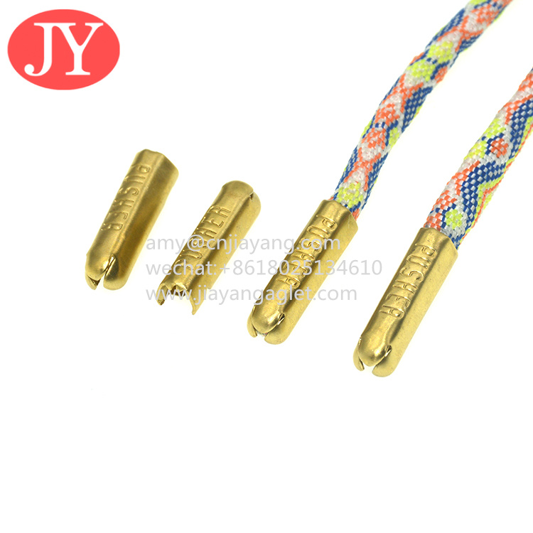 Cheap Jiayang 4.8*22mm U shape aglet metal crimp metal string tips metal aglet for sale custom logo for sale