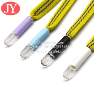 Cheap 5*17mm Tpu soft plastic shoe lace aglets durable seamless tubular rope cord plastic aglet for sale