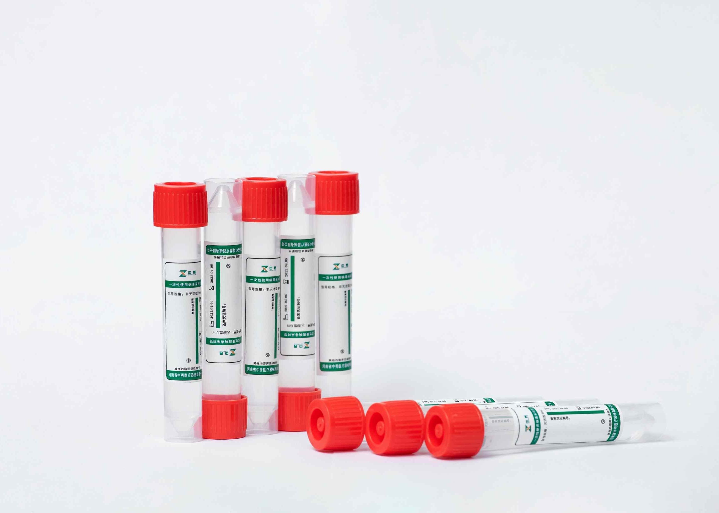 Cheap Red PE Cap Virus Sampling Tube Nasal Cavity / Oropharynx Virus Preservation Tube for sale