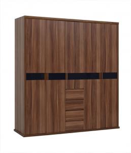 Cheap Luxury Aparment Bedroom Furniture by big pull out doors in wall Wardrobe in MDF melamine with walnut solid edged for sale