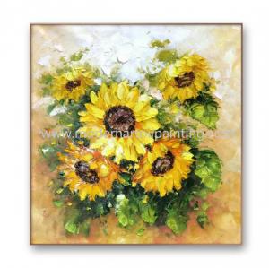 Cheap Floral Sunflower Palette Knife Painting For Living Room Interior Decoration for sale