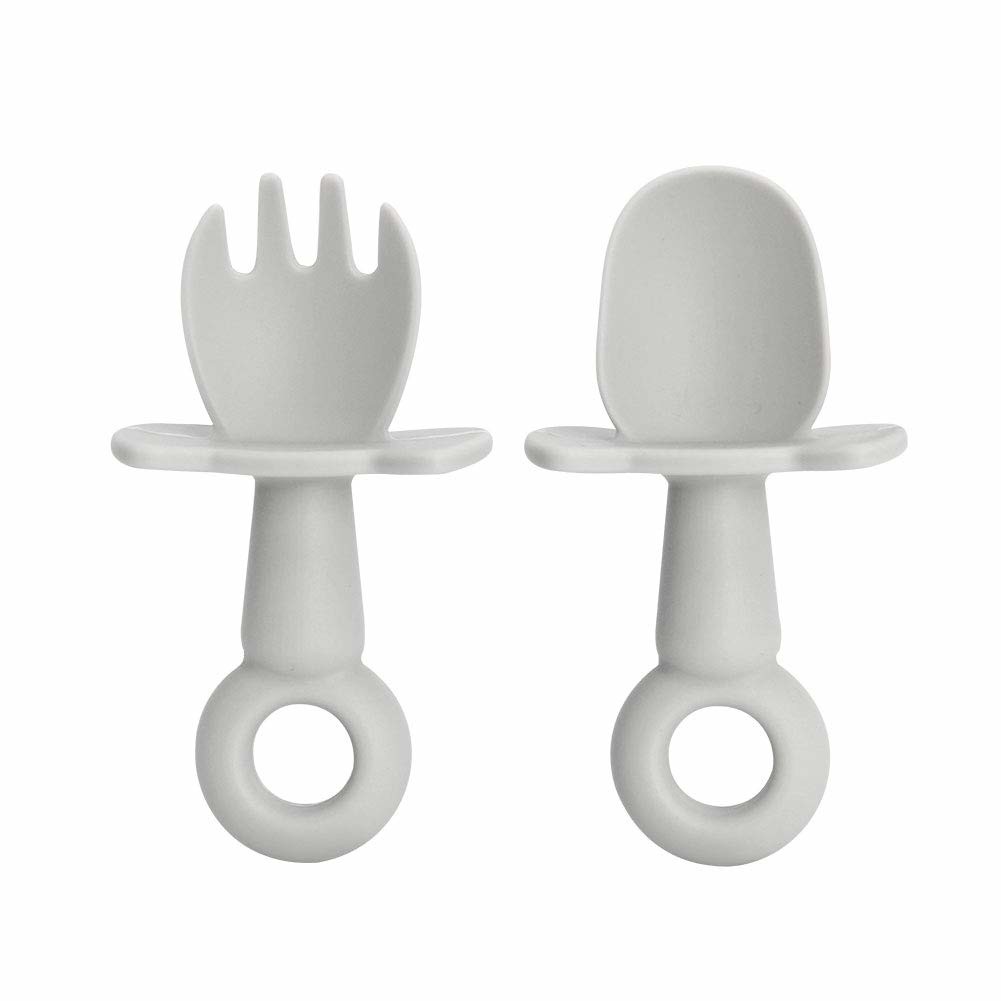 Cheap Phthalate free Baby Silicone Spoon Fork Suit Learning Eating Cutlery Set for sale