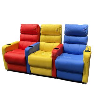 Cheap 3D Colorful Home Cinema Sofa VIP Leather Theater Seat With Electric Recliner for sale