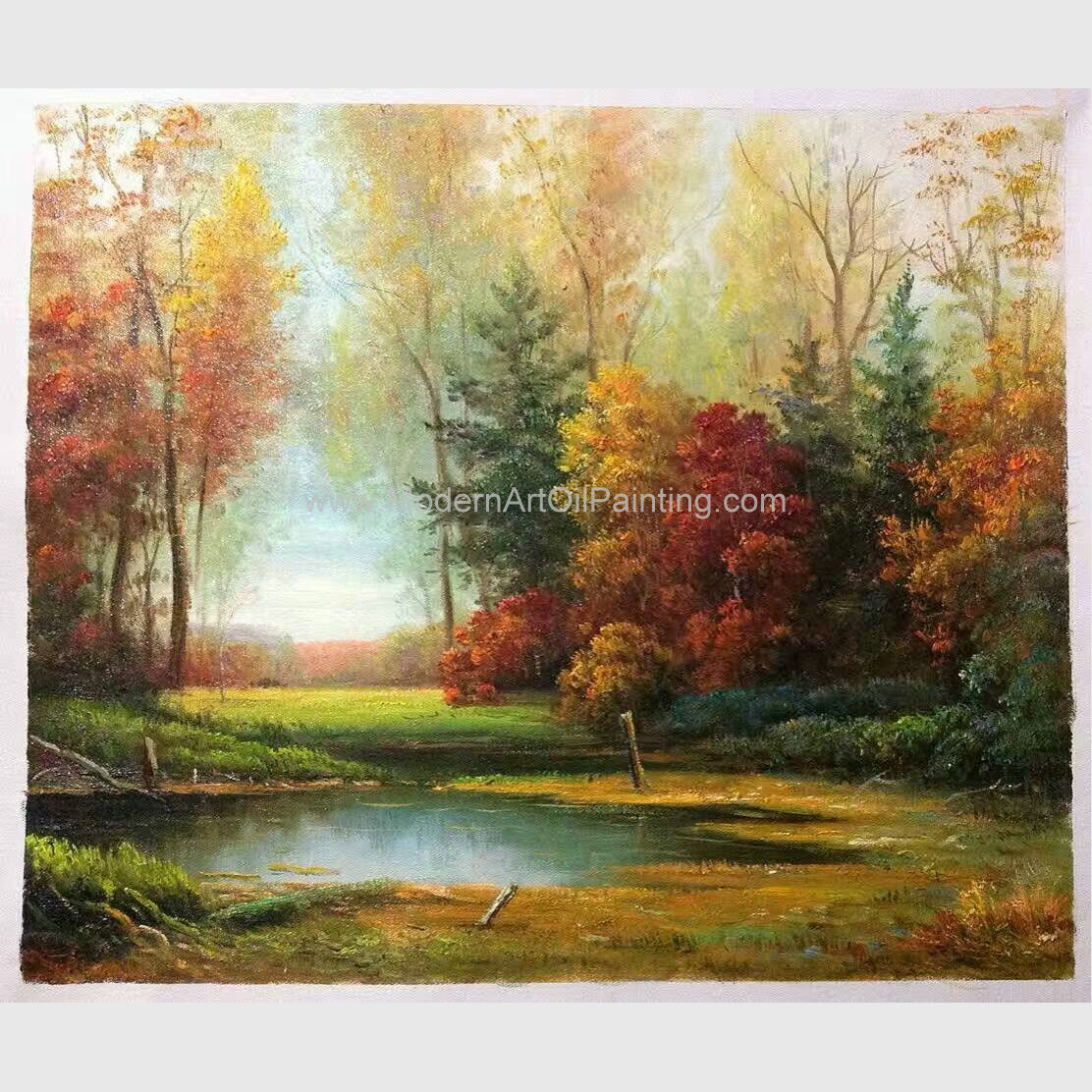 Cheap Classical Original Oil Landscape Paintings River Side For Wall Decor for sale