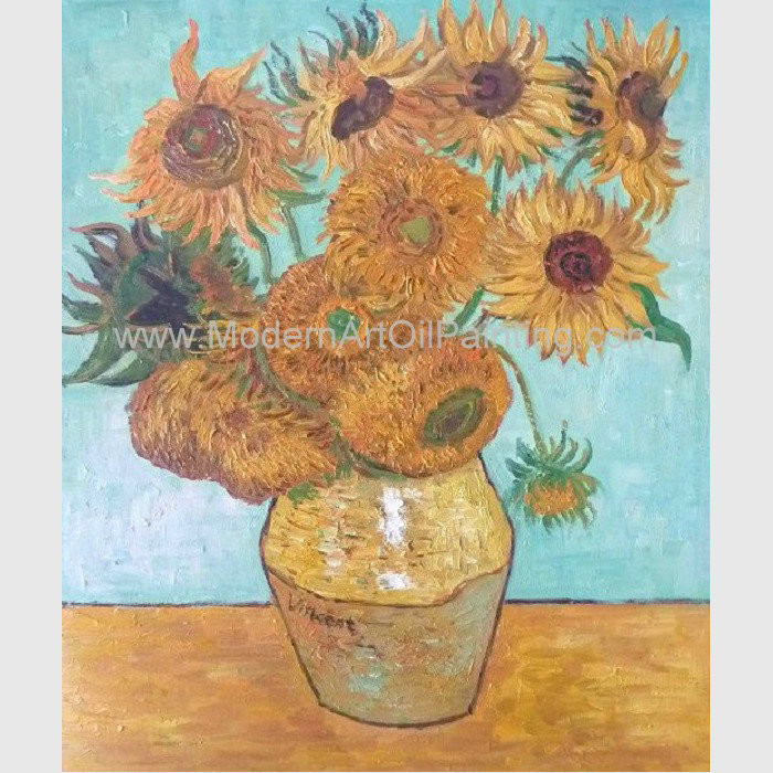 Cheap Hand Painted Van Gogh Oil Reproduction, Vincent Sunflowers Still Life Oil Paintings for sale