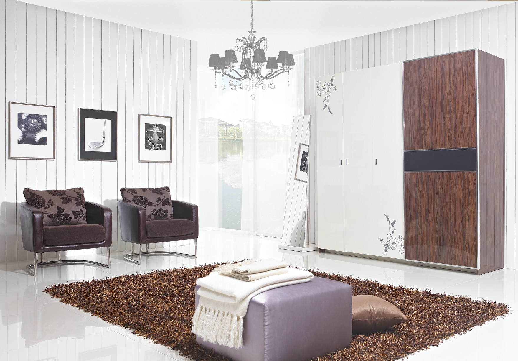 Cheap Apartment interior project Custom Furniture Modern Wooden Sliding door Wardrobe closet for sale