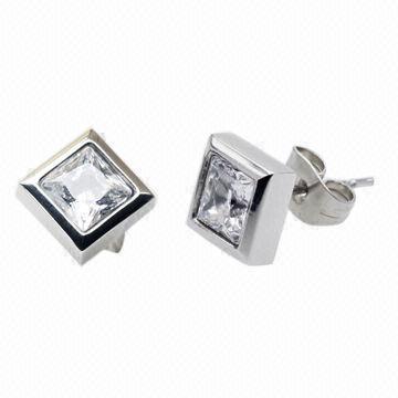 Buy cheap Stud Earrings, Made of Stainless Steel 316L, with 2 to 4mm Thickness, OEM Orders from wholesalers