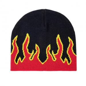 Cheap Fashion Fire Design Knit Beanie Hats Woven Label Character Style for sale