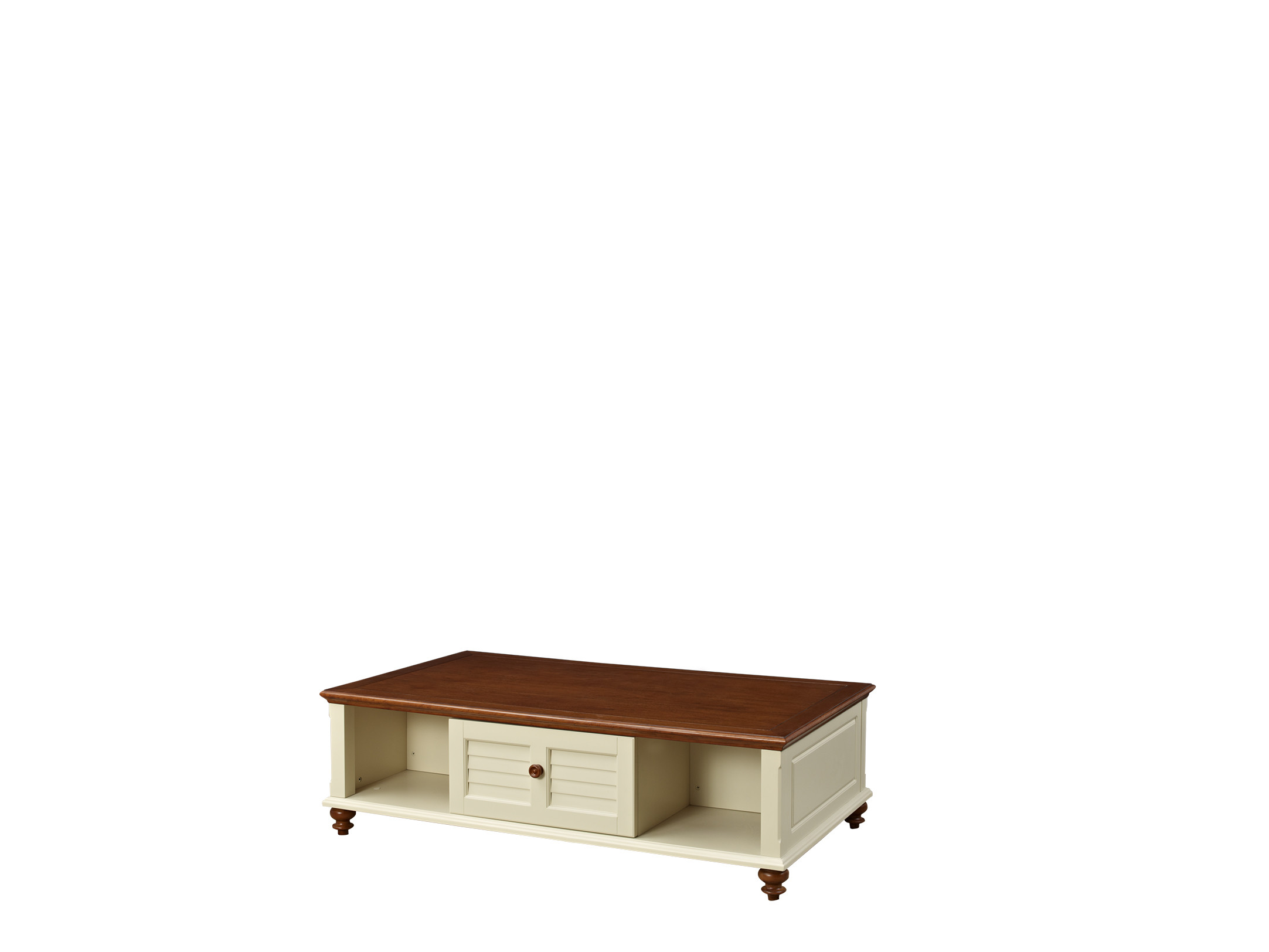 Cheap Mediterranean Style Furniture Coffee table made by rubber wood and white painting storage drawers for sale