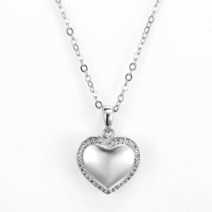 Cheap 3.15g 925 Silver CZ Pendant Rhodium Valentines Day Heart Pendant for sale