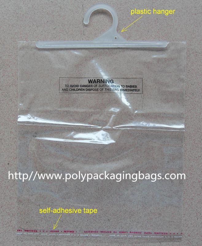 Professional Flexible Packaging Poly Bags With Hangers  / Custom Shopping Bags