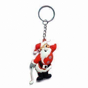 Cheap Christmas Keychain in Santa Claus Design, with Metal Attachment, Ideal for Christmas Gifts/Promotion for sale