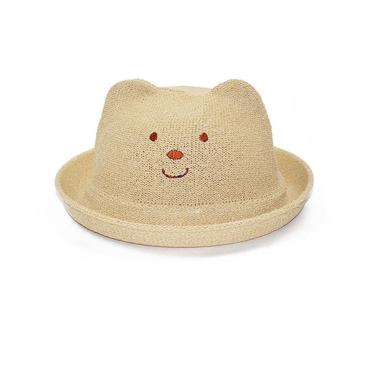 Cheap Korean Version Baby Cat Ears Hat , Kids Summer Hats Straw Material for sale