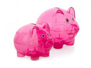 Cheap Hot sale daily necessity products for children cute pig design plastic transparent piggy bank for sale