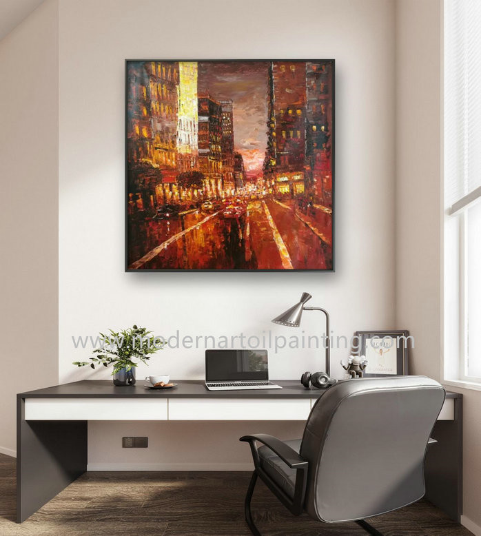 Cheap Cityscape Palette Knife Oil Painting Modern Street Oil Paintings For Decoration for sale