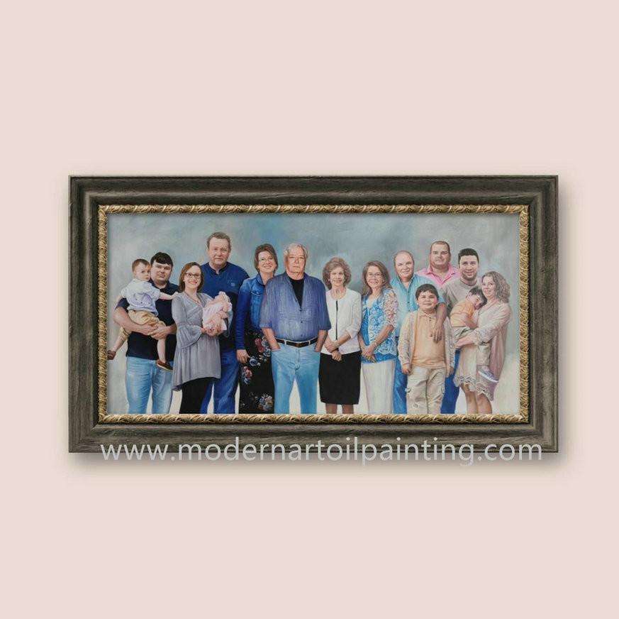 Cheap Family People Custom Oil Realistic Portrait Painting For Holiday Gift 40 Cm X 80 Cm for sale
