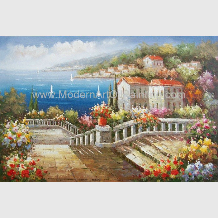 Cheap Mediterranean Seascape Paintings  , Contemporary Coastal Canvas Wall Art for sale