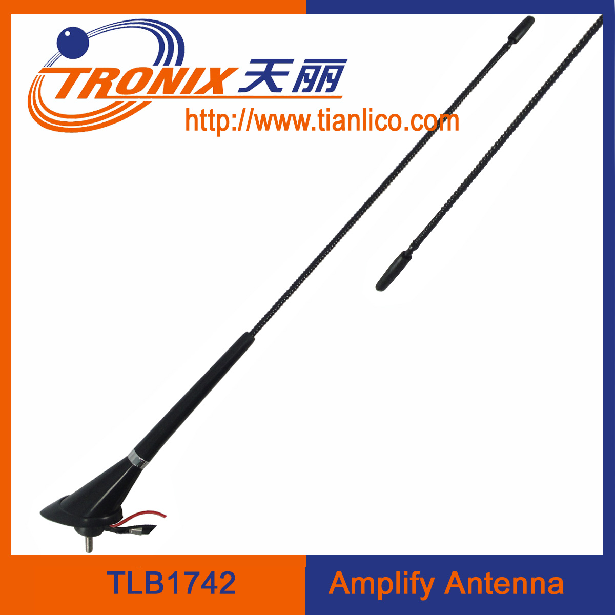Cheap car electronic antenna with cable length 5.2m/ black color car amplifier antenna/ car am fm antenna TLB1742 for sale