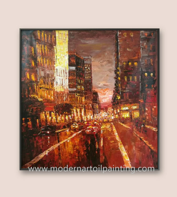 Buy cheap Cityscape Palette Knife Oil Painting Modern Street Oil Paintings For Decoration from wholesalers