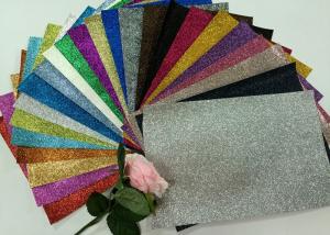Cheap 1/128" Glitter Mixed Colors PU Glitter Fabric PU Cloth Backing For Christmas Box for sale