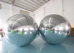Cheap Double Layer PVC Silver Hanging Inflatable Floating Advertising Mirror Sphere Ball For Christmas Stage Decoration for sale