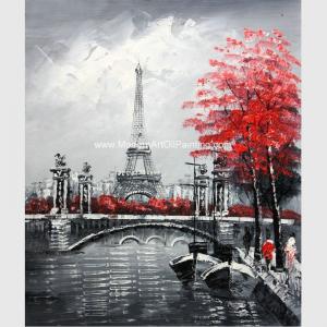 Cheap Modern Canvas Paris Oil Painting Streetscape Handmade By Palette Knife for sale