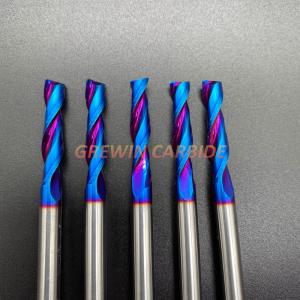Cheap Double Flutes Spiral Flat Carbide End Mill Blue Nano Coated CNC Milling Cutter for sale