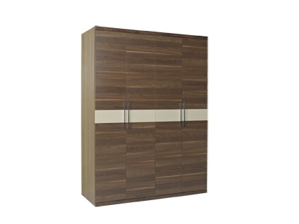 Cheap Walnut color Wardrobe armoires in four open doors and shelves for residence home Whole project furniture for sale