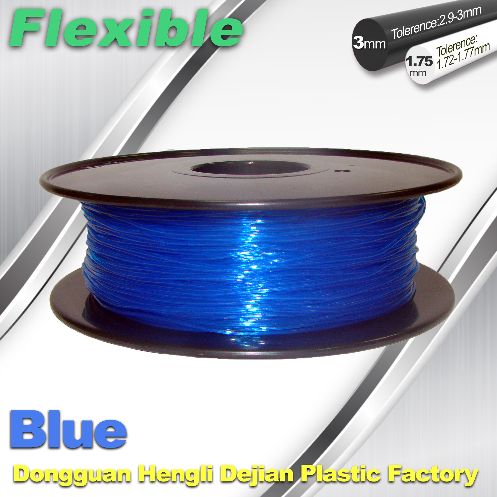 Cheap High Soft TPU Rubber 3D Printer Filament 1.75mm / 3.0Mm In Blue for sale