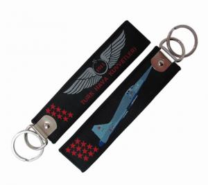 Cheap Business Gift Embroidered Keychain Tag  Twill Fabric Woven Keychain for sale