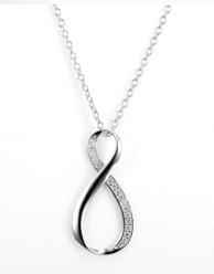 Cheap Eight Shaped Sterling Silver Infinity Necklace A Grade Cubic Zirconia for sale