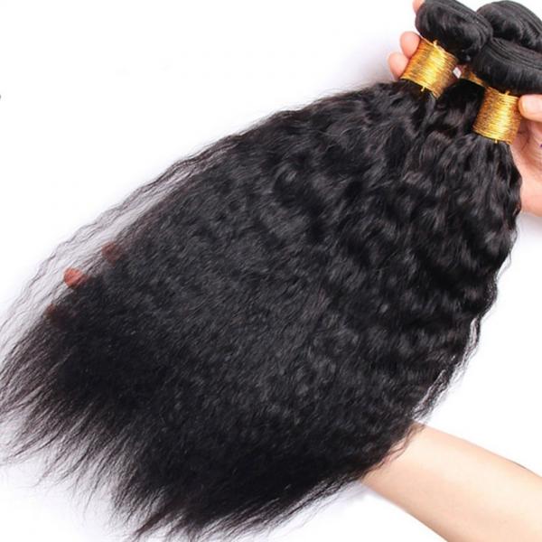Quality Brazilian / Peruvian Kinky Straight Virgin Human Hair Bundles With Natural Color wholesale