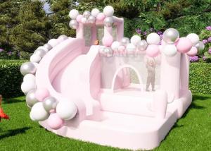 Cheap New Design Girls Pastel Pink Inflatable Bounce House Inflatable White Bouncy Jumping Castle for sale