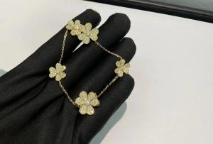Cheap luxury gold jewelry Van Cleef &amp; Arpels Frivole Bracelet 5 Flowers 18K Gold Diamond jewelry suppliers for sale