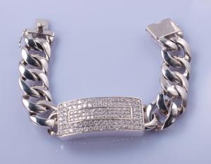 Cheap 75g Long Distance Relationship Gifts Bracelets 18cm 12mm Cuban Link Bracelet Silver for sale