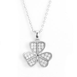 Cheap 1.73g Sterling Silver Cubic Zirconia Pendant Heart Bow Shape for sale