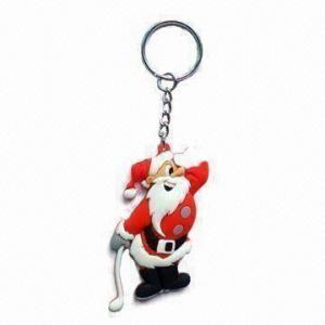 Cheap PVC Keychain in Santa Claus Design, Popular for Christmas Gifts, Customized Designs are Welcome for sale