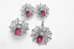 Cheap Ruby Silver 925 Jewelry Set 14.26 Grams Sterling Silver Spider Pendant for sale