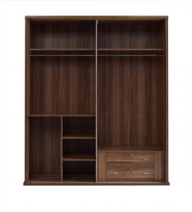 Cheap Wood Panel Custom In-wall Cloth Wardrobe cabinet with adjustable shelves and trousers rack storage inner drawers in lock for sale