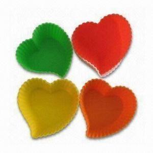 Cheap Heart-shaped Cake Pans, Made of 100% Food Grade Silicone, European Standard, OEM Orders Accepted for sale