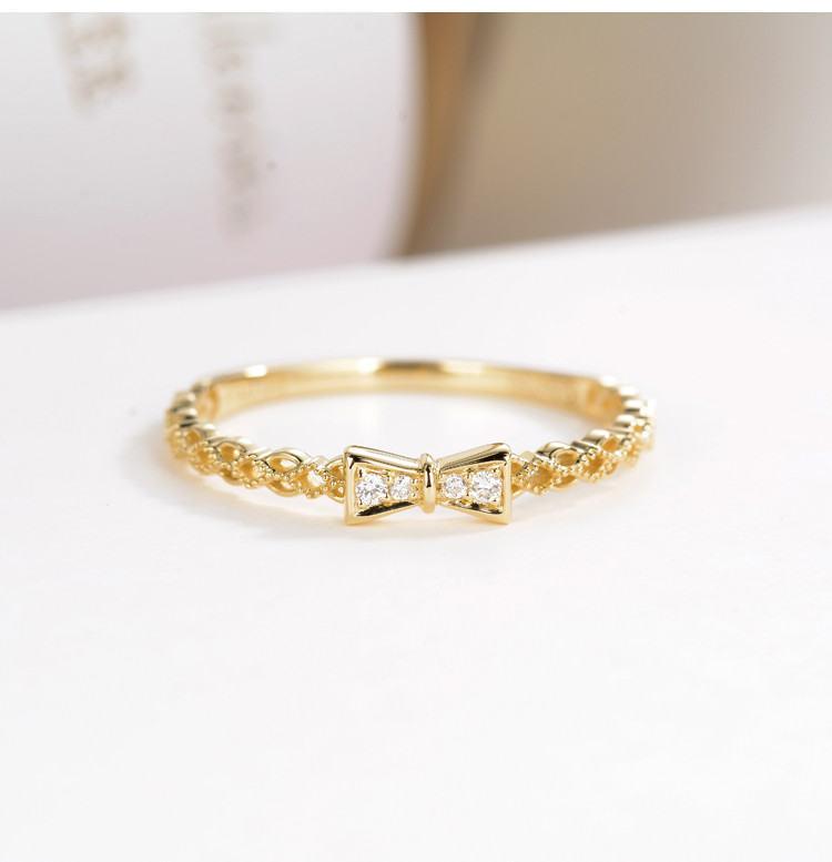 Cheap bowknot 18K Gold Diamond Rings Moissanite Engagement  Rings For Her for sale