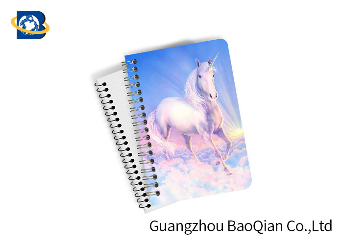 Cheap Souvenir Unicorn Animal 3D Lenticular Notebook , PET / PP Plastic Cover Notebooks for sale