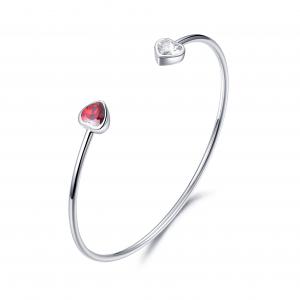 Cheap 4.30g Personalised Sterling Silver Bangle For Ladies 6.0mm Red Heart for sale