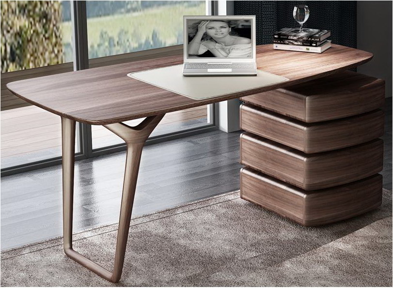 Cheap American Dark Walnut Wood Furniture Nordic design of Writing Desk Reading table in Home Study room Office Furniture for sale
