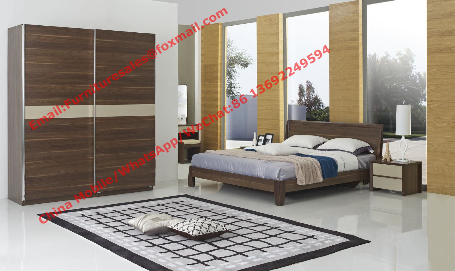 Cheap Fasthotel Furniture bedroom suite by queen size bed and dresser with mirror for sale