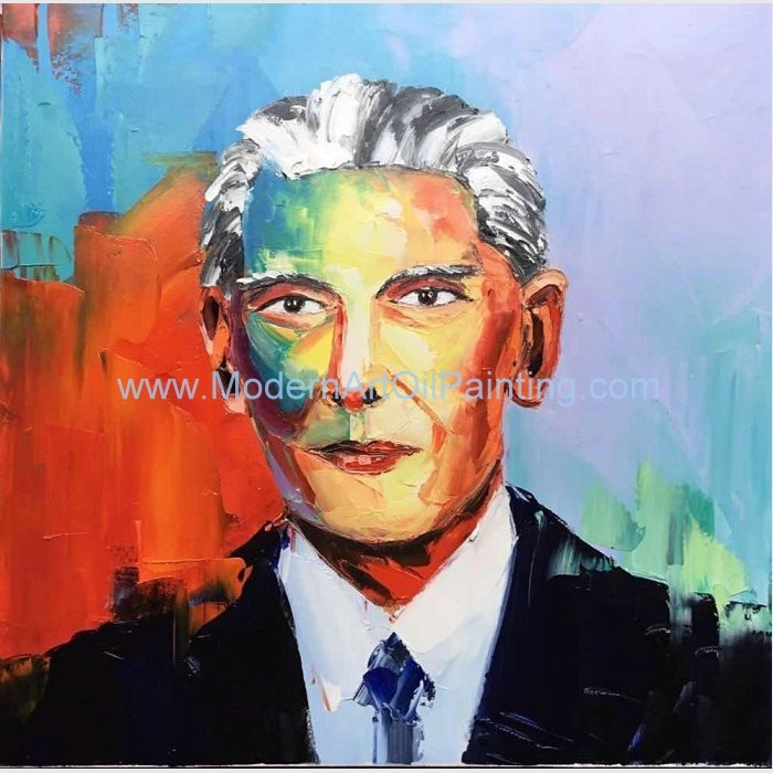 Cheap Stretcher Framing Portrait Oil Painting Custom Oil Portrait Hero Of Pakistan for sale