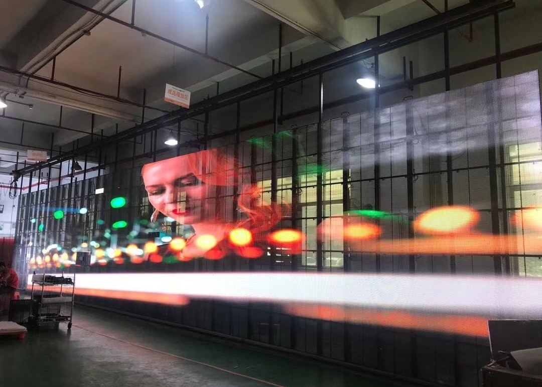 Cheap Transparent Led Curtain Display See Through Video Panel For Shopping Mall for sale