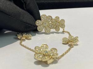 Cheap luxury gold jewelry Van Cleef & Arpels Frivole Bracelet 5 Flowers 18K Gold Diamond jewelry suppliers for sale