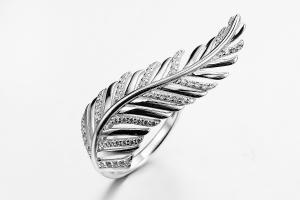 Cheap Inregular Shape 925 Silver CZ Rings AAA Sterling Silver Angel Wing Ring for sale